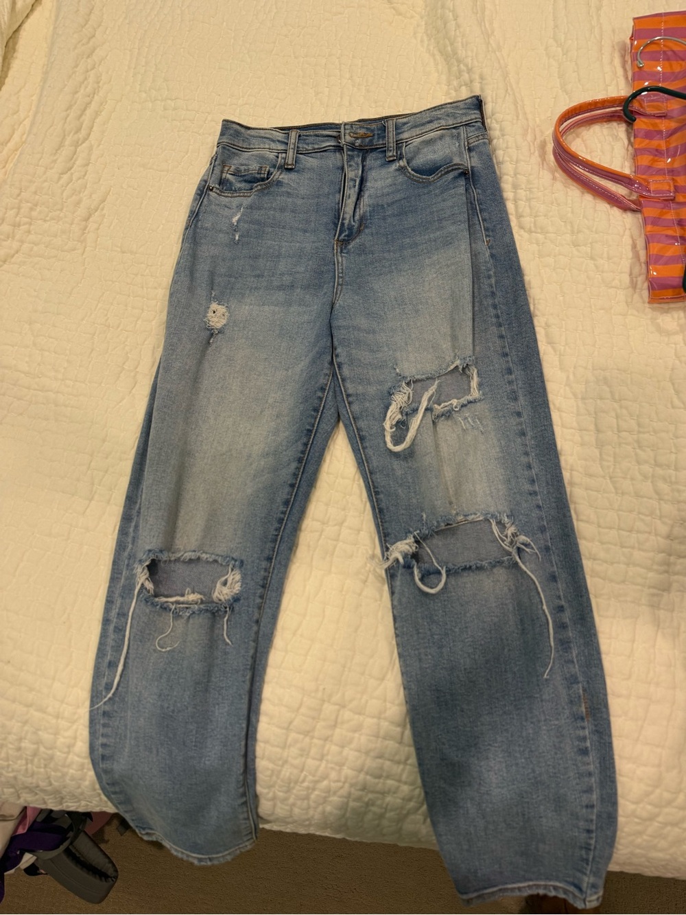 Sneak Peek Light Wash Distressed Boyfriend Jeans